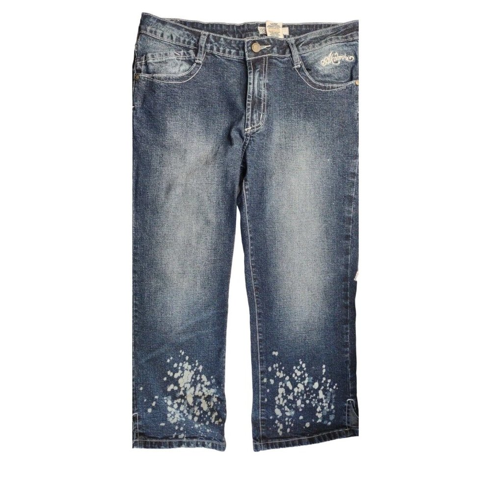 Akdmks Akademiks 33W Womens 3/4 Length Blue Jeans Stretch Inseam 22 Midrise